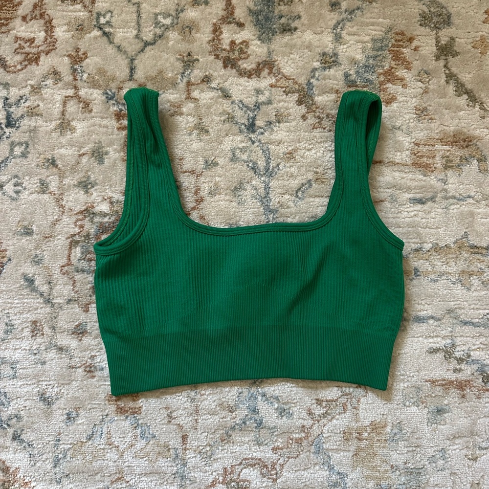 Green Ribbed Bra Top